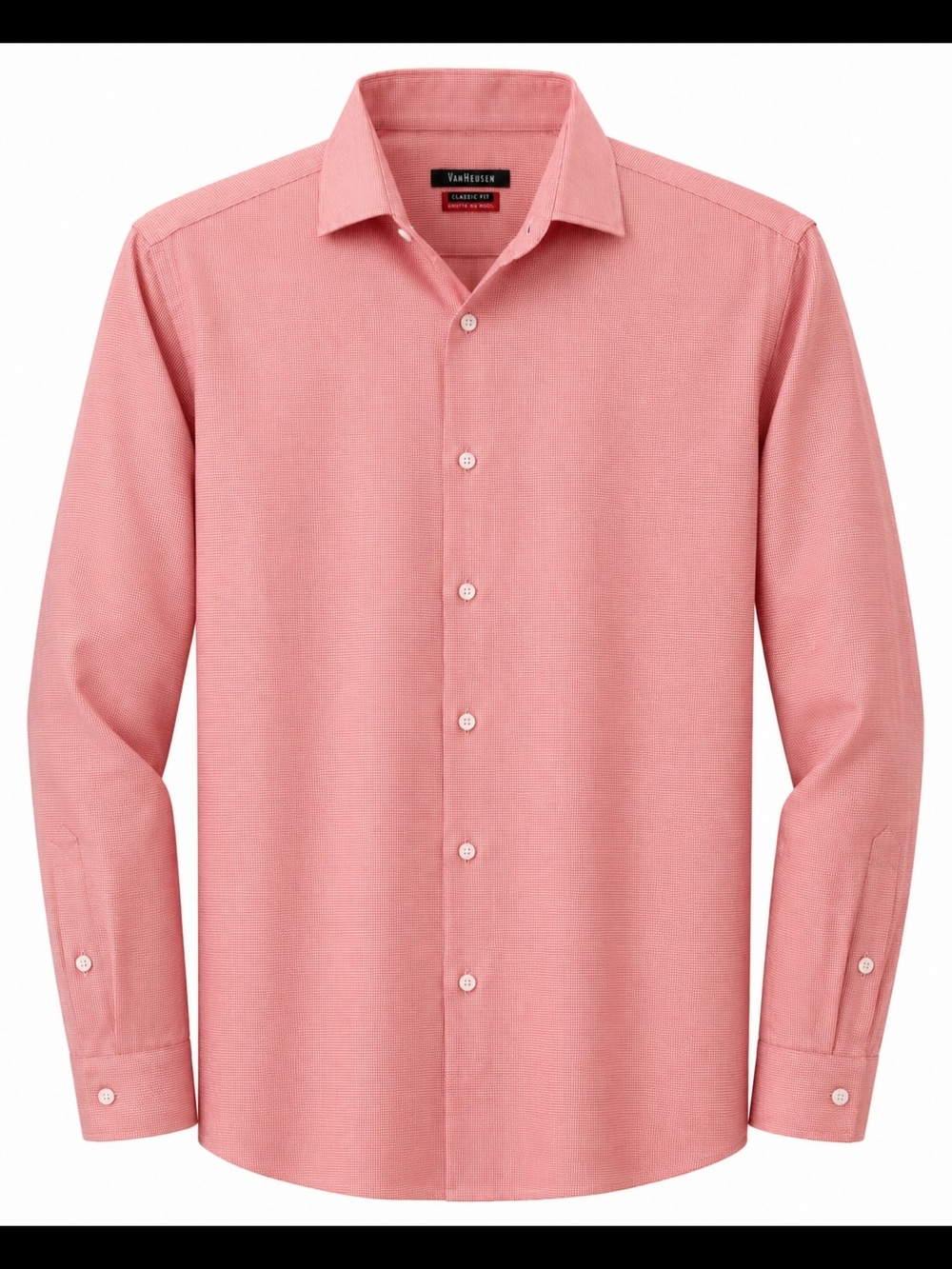 Van Heusen Men’s Coral-Pink Long Sleeve Dress Shirt Slim Fit 16.5